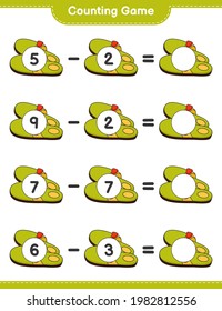 Counting game, count the number of Slippers and write the result. Educational children game, printable worksheet, vector illustration