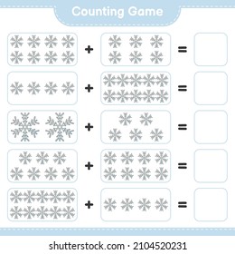 Counting game, count the number of Snowflake and write the result. Educational children game, printable worksheet, vector illustration