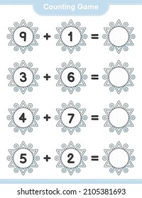 Counting game, count the number of Snowflake and write the result. Educational children game, printable worksheet, vector illustration