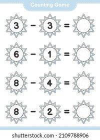 Counting game, count the number of Snowflake and write the result. Educational children game, printable worksheet, vector illustration
