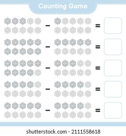 Counting game, count the number of Snowflake and write the result. Educational children game, printable worksheet, vector illustration