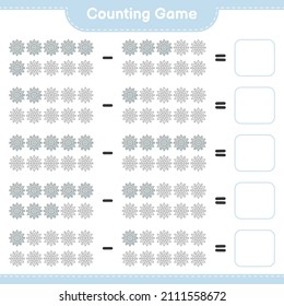 Counting game, count the number of Snowflake and write the result. Educational children game, printable worksheet, vector illustration