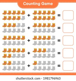 Counting game, count the number of Socks and write the result. Educational children game, printable worksheet, vector illustration