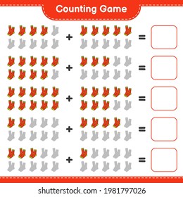 Counting game, count the number of Socks and write the result. Educational children game, printable worksheet, vector illustration