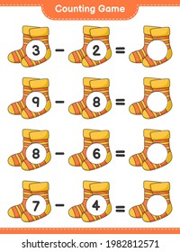 Counting game, count the number of Socks and write the result. Educational children game, printable worksheet, vector illustration