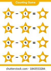 Counting game, count the number of Stars and write the result. Educational children game, printable worksheet, vector illustration