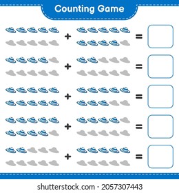 Counting game, count the number of Summer Hat and write the result. Educational children game, printable worksheet, vector illustration