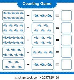 Counting game, count the number of Summer Hat and write the result. Educational children game, printable worksheet, vector illustration