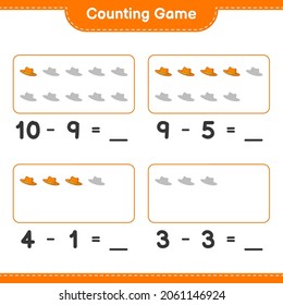 Counting game, count the number of Summer Hat and write the result. Educational children game, printable worksheet, vector illustration