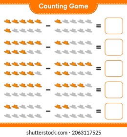 Counting game, count the number of Summer Hat and write the result. Educational children game, printable worksheet, vector illustration