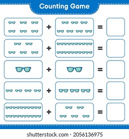 Counting game, count the number of Sunglasses and write the result. Educational children game, printable worksheet, vector illustration