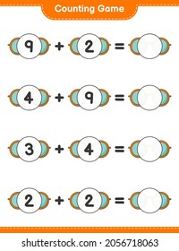 Counting game, count the number of Sunglasses and write the result. Educational children game, printable worksheet, vector illustration