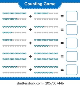 Counting game, count the number of Sunglasses and write the result. Educational children game, printable worksheet, vector illustration