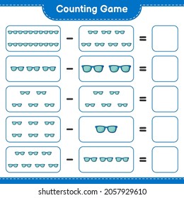 Counting game, count the number of Sunglasses and write the result. Educational children game, printable worksheet, vector illustration