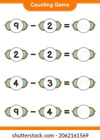 Counting game, count the number of Sunglasses and write the result. Educational children game, printable worksheet, vector illustration