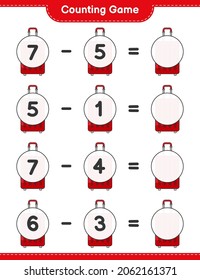 Counting game, count the number of Travel Bag and write the result. Educational children game, printable worksheet, vector illustration