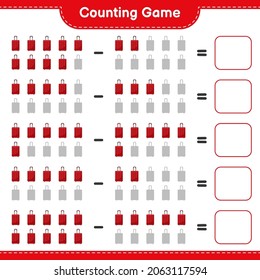 Counting game, count the number of Travel Bag and write the result. Educational children game, printable worksheet, vector illustration
