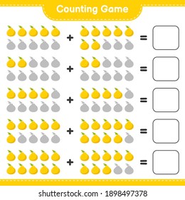 Counting game, count the number of Ugli and write the result. Educational children game, printable worksheet, vector illustration