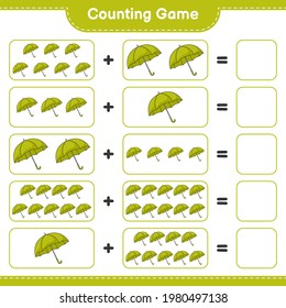 Counting game, count the number of Umbrella and write the result. Educational children game, printable worksheet, vector illustration