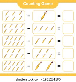Counting game, count the number of Umbrella and write the result. Educational children game, printable worksheet, vector illustration