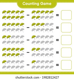Counting game, count the number of Umbrella and write the result. Educational children game, printable worksheet, vector illustration