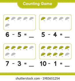 Counting game, count the number of Umbrella and write the result. Educational children game, printable worksheet, vector illustration