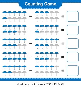 Counting game, count the number of Umbrella and write the result. Educational children game, printable worksheet, vector illustration