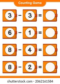 Counting game, count the number of Wallet and write the result. Educational children game, printable worksheet, vector illustration