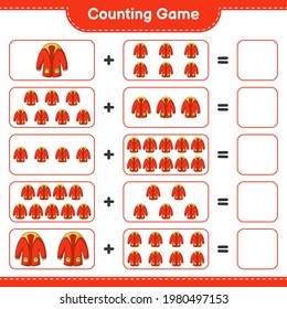 Counting game, count the number of Warm Clothes and write the result. Educational children game, printable worksheet, vector illustration