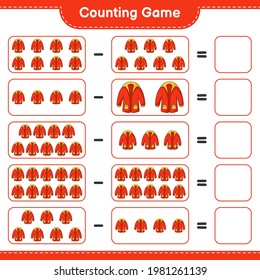 Counting game, count the number of Warm Clothes and write the result. Educational children game, printable worksheet, vector illustration