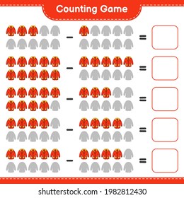 Counting game, count the number of Warm Clothes and write the result. Educational children game, printable worksheet, vector illustration