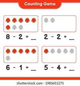 Counting game, count the number of Warm Clothes and write the result. Educational children game, printable worksheet, vector illustration