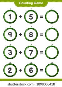 Counting game, count the number of Watermelon and write the result. Educational children game, printable worksheet, vector illustration