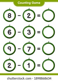 Counting game, count the number of Watermelon and write the result. Educational children game, printable worksheet, vector illustration