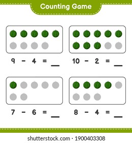 Counting game, count the number of Watermelon and write the result. Educational children game, printable worksheet, vector illustration