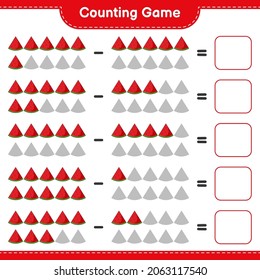 Counting game, count the number of Watermelon and write the result. Educational children game, printable worksheet, vector illustration