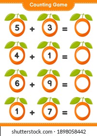 Counting game, count the number of Ximenia and write the result. Educational children game, printable worksheet, vector illustration