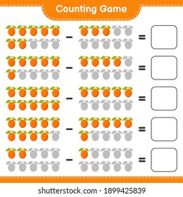 Counting game, count the number of Ximenia and write the result. Educational children game, printable worksheet, vector illustration