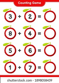 Counting game, count the number of Yumberry and write the result. Educational children game, printable worksheet, vector illustration