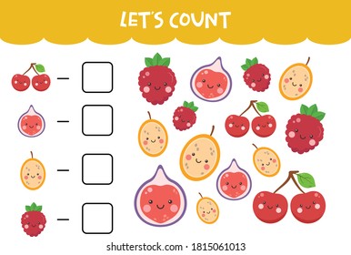 Counting game with cute colorful fruits