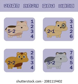 counting game with funny hamsters. Preschool worksheet, kids activity sheet, printable worksheet