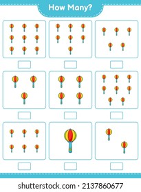 Counting game, how many Baby Rattle. Educational children game, printable worksheet, vector illustration