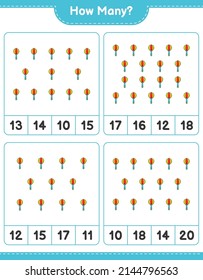 Counting game, how many Baby Rattle. Educational children game, printable worksheet, vector illustration