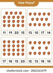 Counting game, how many Baseball Glove. Educational children game, printable worksheet, vector illustration