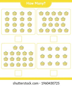 Counting game, how many Beach Bag. Educational children game, printable worksheet, vector illustration