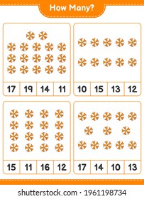 Counting game, how many Beach Umbrella. Educational children game, printable worksheet, vector illustration