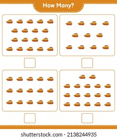 Counting game, how many Boat. Educational children game, printable worksheet, vector illustration