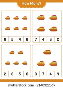 Counting game, how many Boat. Educational children game, printable worksheet, vector illustration