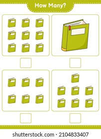 Counting game, how many Book. Educational children game, printable worksheet, vector illustration