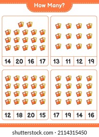 Counting game, how many Book. Educational children game, printable worksheet, vector illustration
